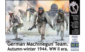 German Machine Gun Team. Autumn-Winter 1944. WWII era.